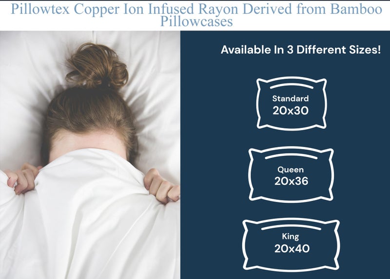 Pillowtex Copper Ion Infused Rayon Derived from Bamboo Cooling Pillow Case, White, Queen Size (20x36), Softand Breathable - Image 4